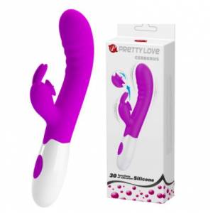 VIBRADOR CERBERUS COM ESTIMULADOR CLITORIANO PRETTY LOVE